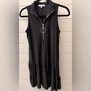 Elegant Black Sleeveless Dress with Ring Zipper